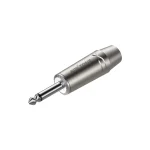 RJ2PX - 6.3mm mono plug without spring, Nickel plated housing / Black housing